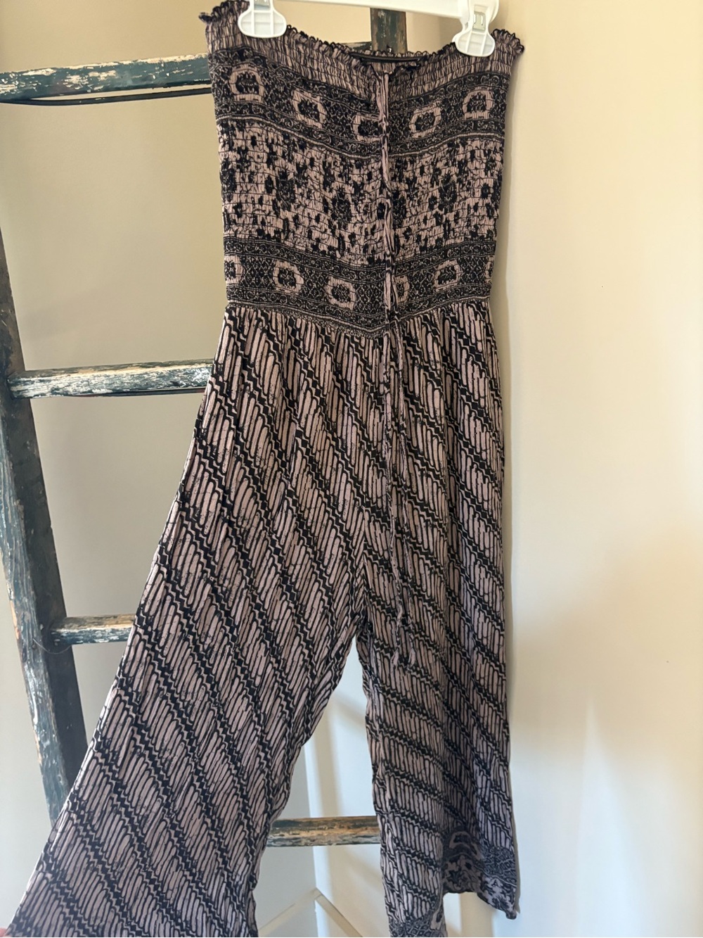 Free People Strapless Printed Jumpsuit in Mauve and Black